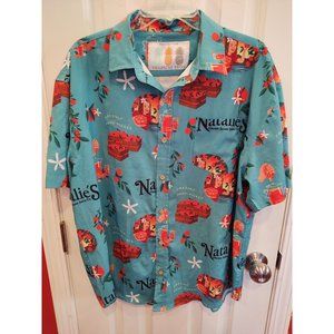 Tropical Bros Natalie's Orchard Island Juice Co Shirt XL Blue Short Sleeve Butto